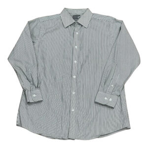 Sears Dress Shirt Mens 16.5 32-33 White Black Stripe Slim Fit Easy Care